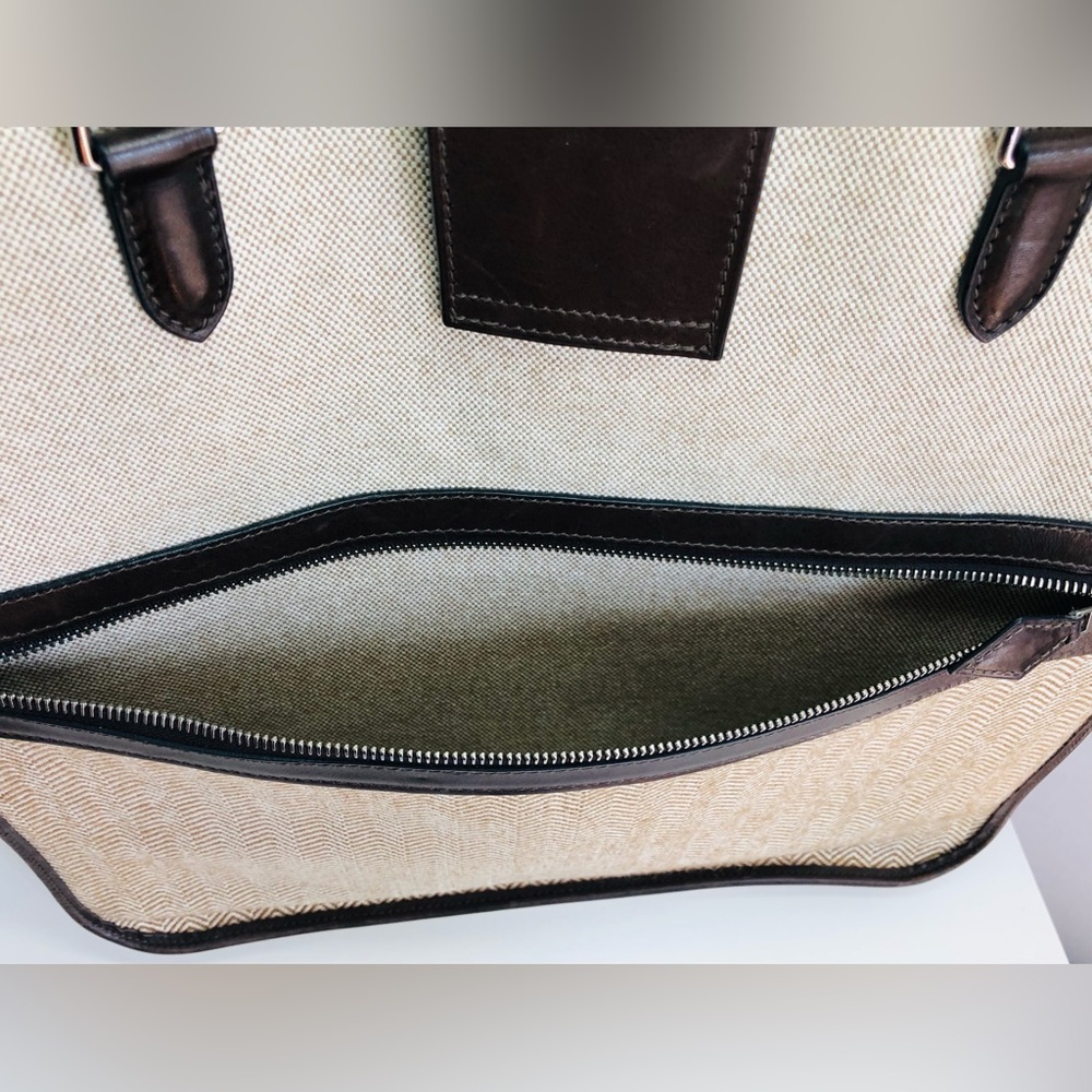 Vintage Hermes Toile & Swift Cap d'Ail Tote Canvas Leather Large Authentic COA - Picture 6 of 12